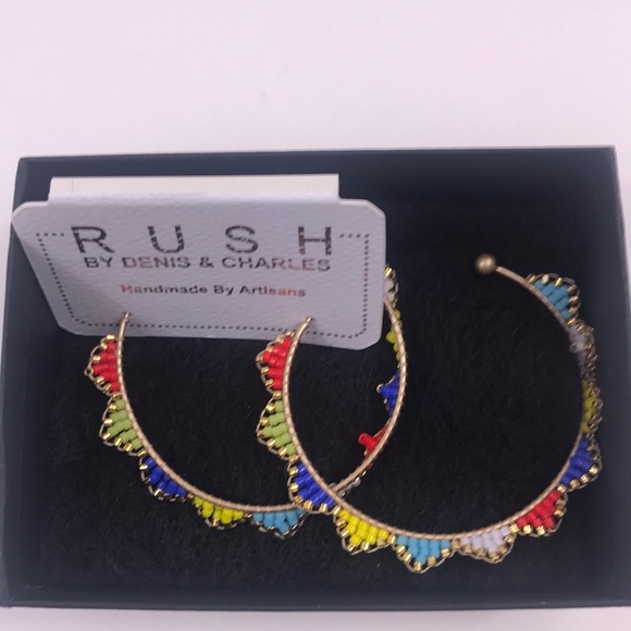 Beaded hoop earrings, NWT - Picture 5 of 5